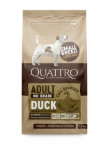 Quattro No Grain Duck Adult - пълноценна храна без зърнени съставки, за кучета от малки породи над 1 година с патешко месо - 1.5 кг.