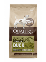 Quattro No Grain Duck Junior - пълноценна храна без зърнени съставки, за подрастващи кучета от малки породи от 2 до 12 гмесеца с патешко месо - 1.5 кг.