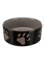 Trixie Ceramic Bowl with Paw Prints - керамична купичка за домашни любимци с лапички - 0.8 л. - ø 16 см. - черна