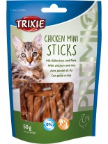 Trixie PREMIO Chicken Mini Sticks - Неустоимо лакомство за котки - Мини прътчици от пилешко месо - 50 гр.